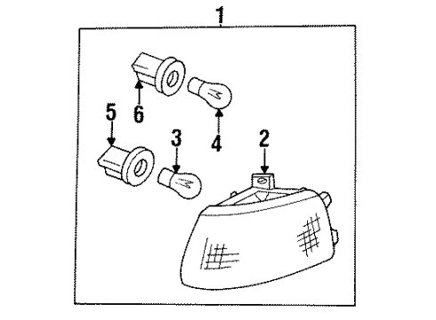 1998 Cadillac Eldorado Lamp Assembly, Front Turn Signal Diagram for 16520051