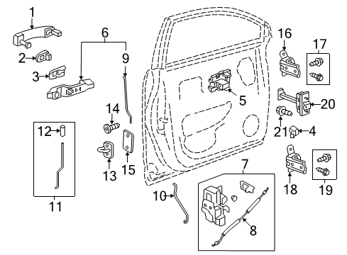 2015 Chevy Captiva Sport Cap,Front Side Door Outside Handle End Diagram for 25972957