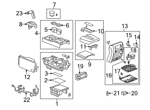 2009 Hummer H2 Retainer Assembly, Front Floor Console Diagram for 25829729