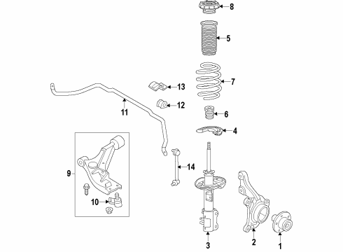 2020 Buick Encore Suspension Components, Lower Control Arm Diagram