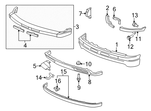 2005 Chevy Tahoe Retainer,Front Bumper Filler Diagram for 15037290