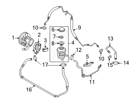 2010 Pontiac G3 P/S Pump & Hoses Diagram