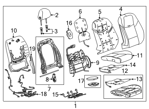 2015 Cadillac CTS Cover Assembly, Front Seat Back *Cashmere E Diagram for 23372894