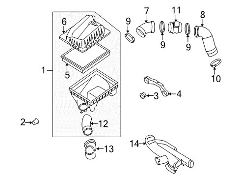 2008 Saturn Astra Duct,Air Cleaner Outlet Front Diagram for 55353873