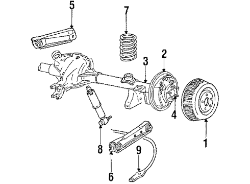 1992 Cadillac Brougham Rear Suspension Components, Upper Control Arm Diagram 1 - Thumbnail