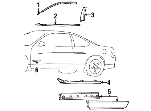 2000 Pontiac Grand Prix Exterior Trim - Door Diagram