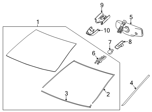 2015 Cadillac CTS Windshield Glass, Reveal Moldings Diagram 2 - Thumbnail