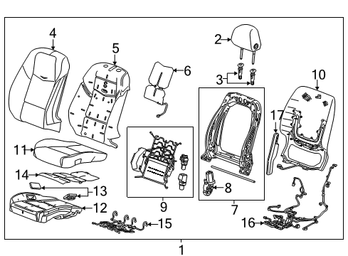 2014 Cadillac ATS Cover Assembly, Front Seat Back *Caramel Diagram for 23192293