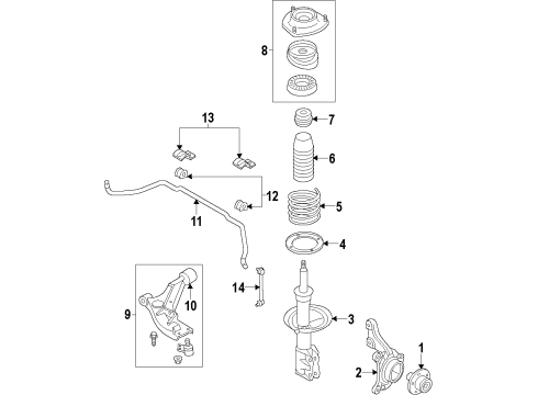 2016 Cadillac ELR Mount Assembly, Front Strut Diagram for 23154038