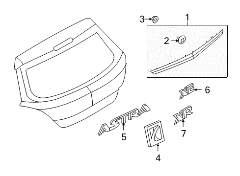 2008 Saturn Astra Exterior Trim - Lift Gate Diagram