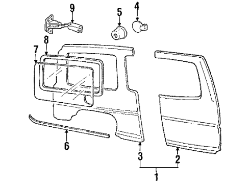 1991 Chevy Lumina APV Side Panel & Components Diagram