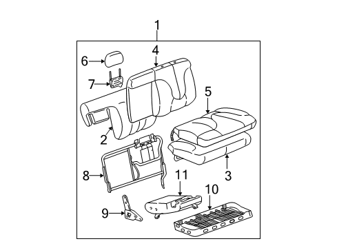 2007 GMC Sierra 3500 Classic Rear Seat Components Diagram 1 - Thumbnail