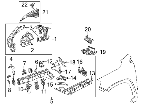 2021 GMC Terrain Rail Assembly, Front Compartment Upper Side Diagram for 84228155