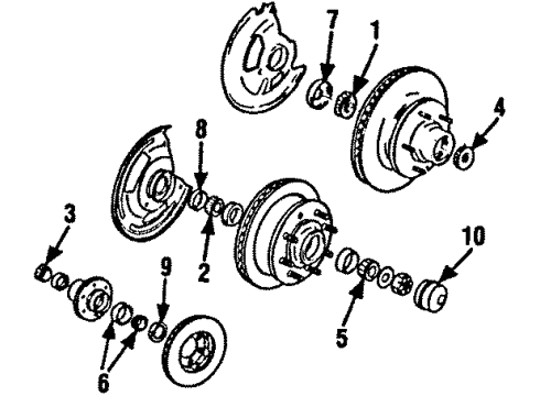 1989 Chevy R1500 Suburban Wheel Bearings - Front Diagram