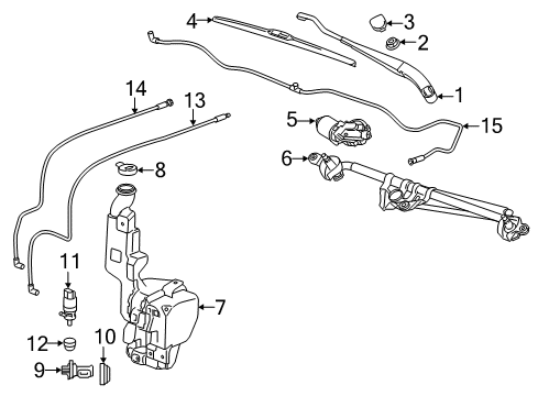 2015 Cadillac Escalade Windshield - Wiper & Washer Components Diagram