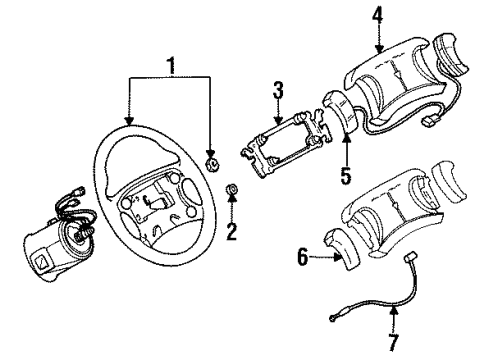 1994 Pontiac Trans Sport Steering Column, Steering Wheel Diagram 3 - Thumbnail