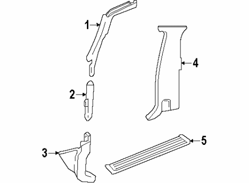 1997 Chevy Tahoe Molding Assembly, Front Side Door Lock Pillar Garnish Diagram for 15976164