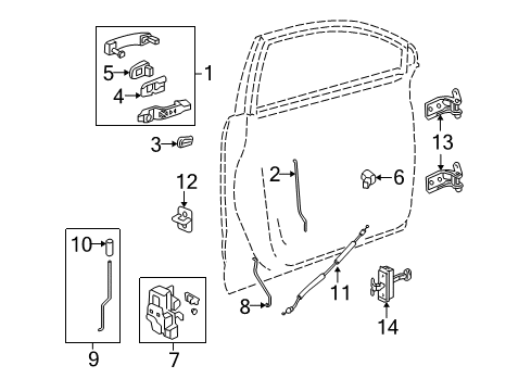 2008 Saturn Vue Front Door - Lock & Hardware Diagram 1 - Thumbnail