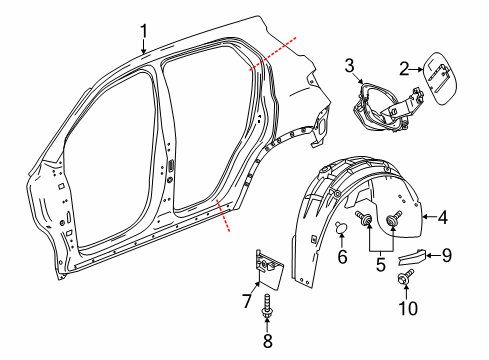 2022 GMC Terrain Quarter Panel & Components Diagram