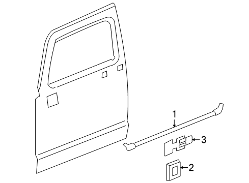 2007 Hummer H3 Exterior Trim - Front Door Diagram