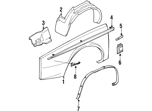 1988 Cadillac Eldorado Plate Assembly, Name "Eldorado" Diagram for 20288599