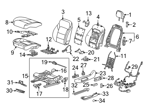 2020 Chevy Traverse Restraint Assembly, F/Seat Hd *Black Diagram for 84924633