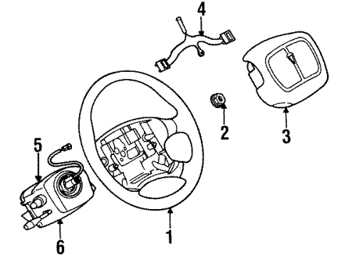 1998 Pontiac Grand Am Steering Column, Steering Wheel Diagram 4 - Thumbnail