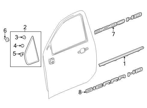 2022 GMC Sierra 3500 HD Exterior Trim - Front Door Diagram 2 - Thumbnail