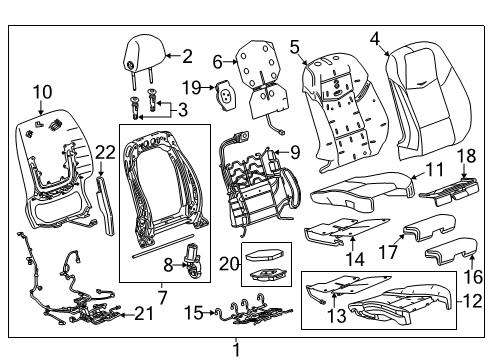 2018 Cadillac CTS Pad Assembly, Front Seat Back Diagram for 23439732