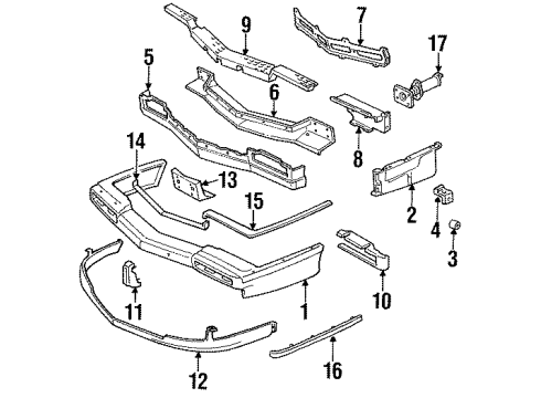 1993 Cadillac DeVille Plate Assembly, F/Bumper Imp Bar Reinforcement Stud Diagram for 25526371