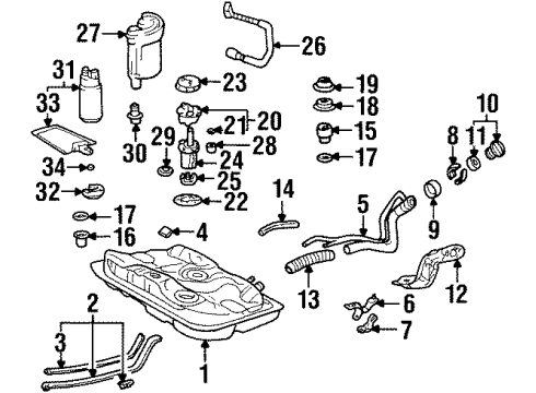 2001 Chevy Prizm Insulator,Fuel Filter Diagram for 94856994