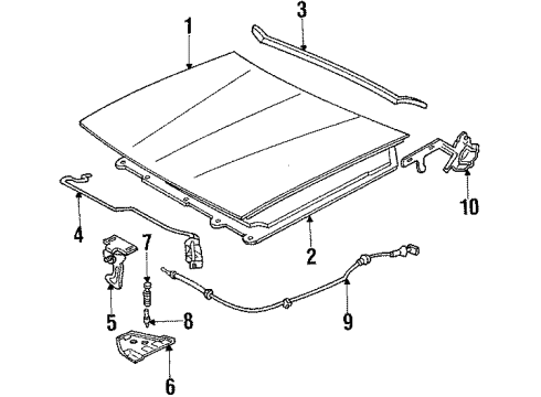 1994 Pontiac Sunbird Hood & Components Diagram