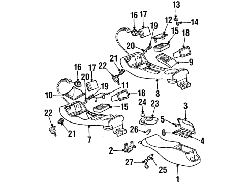 1998 Pontiac Firebird Latch, Front Floor Console Door *Gray M D Diagram for 10273749