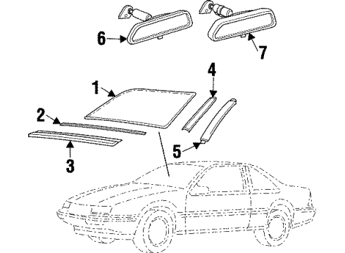 1995 Chevy Beretta Windshield Glass Diagram