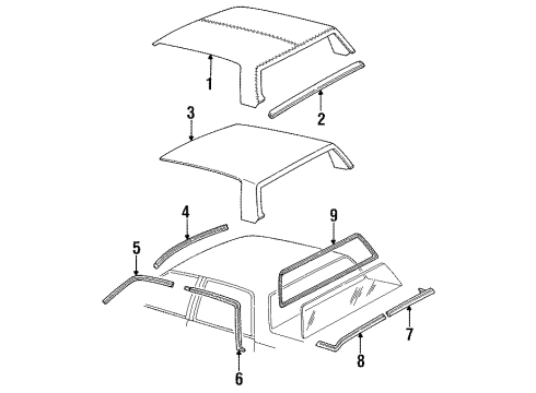 1989 Cadillac DeVille Molding Assembly, Windshield Reveal Diagram for 25614067