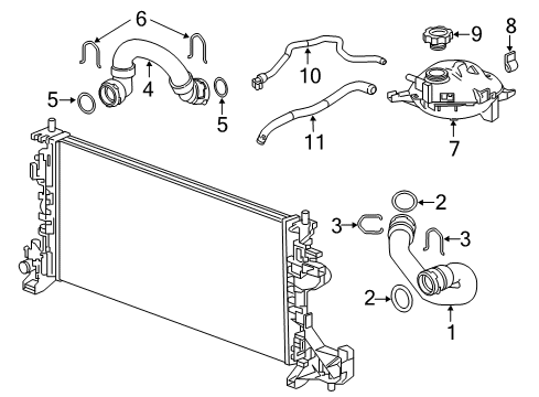 2018 Chevy Cruze Radiator Surge Tank Overflow Hose Assembly Diagram for 13377130