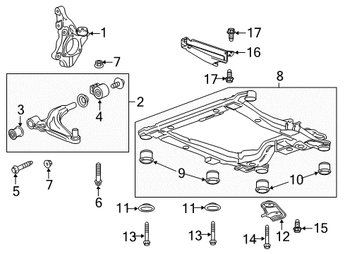 2011 Chevy Volt Bushing Assembly, Front Lower Control Arm Rear Diagram for 13334021