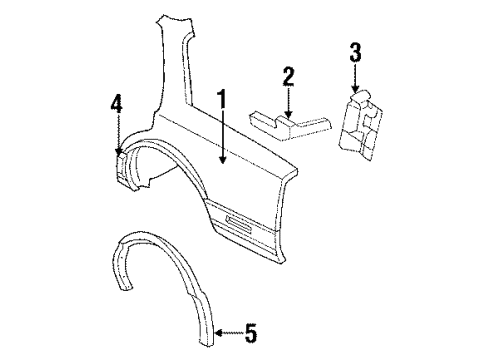 1987 Buick LeSabre Quarter Panel Glass, Exterior Trim, Trim Diagram 1 - Thumbnail