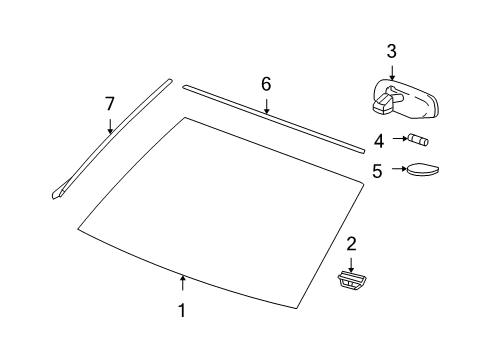 2011 Chevy Colorado Windshield Glass, Reveal Moldings Diagram