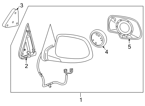 2004 Chevy Suburban 1500 Mirror Kit,Outside Rear View Diagram for 88980580