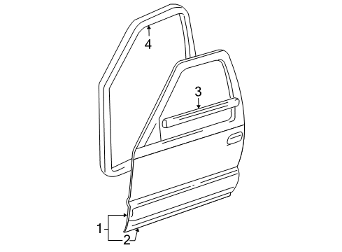 2004 Buick Rainier Door,Front Side Diagram for 88937089