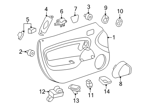 2008 Pontiac Solstice Front Side Door Window Regulator Assembly Diagram for 20897016