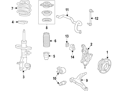 2023 Cadillac XT4 Front Suspension Strut Assembly Diagram for 84491808