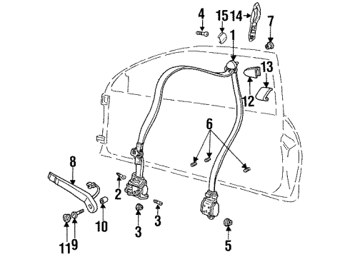 1997 Oldsmobile Achieva Passenger Seat Belt Kit (Retractor Side) *Graphite Diagram for 12534887