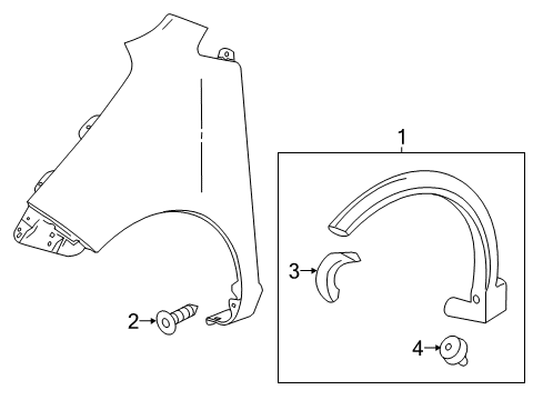 2017 Chevy Spark Molding Assembly, Front Wheel Opening Diagram for 42438505