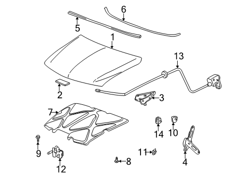 2003 Chevy Avalanche 2500 Hood & Components, Body Diagram