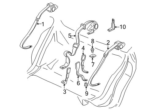 2002 Buick LeSabre Rear Seat Belt Kit Center (Buckle Side) *Medium Duty *Gray Diagram for 88952196