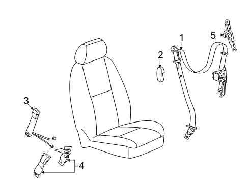 2010 Cadillac Escalade Front Seat Belts Diagram 2 - Thumbnail