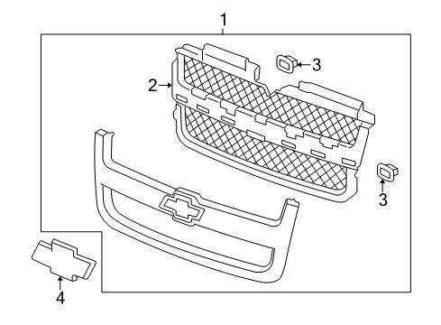 2006 Chevy Trailblazer EXT Grille & Components Diagram