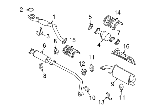 2009 Pontiac G3 Exhaust Components Diagram